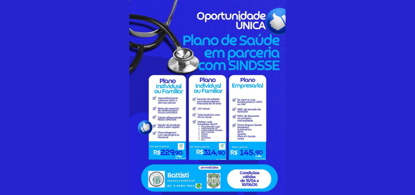 Oportunidade Única Plano de Saúde com condições especiais para filiados